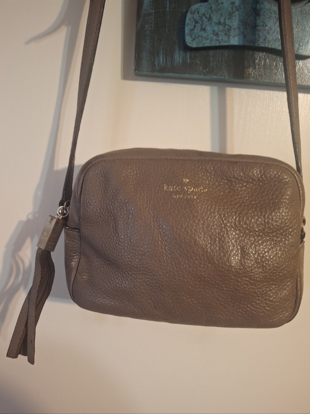 Kate Spade Pebbled Leather Crossbody in Taupe